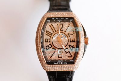 Replica Franck Muller V45 Yachting 8215 Rose Gold Diamond Watch 